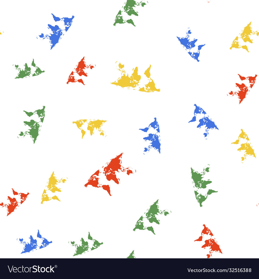 Color world map icon isolated seamless pattern Vector Image