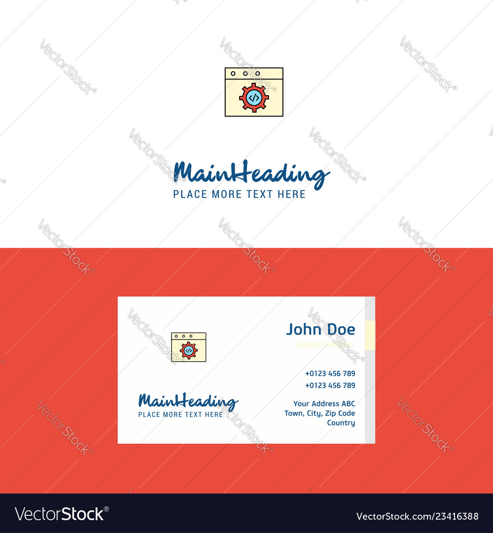 Flat website programming logo and visiting card vector image Flat website programming logo and visiting card