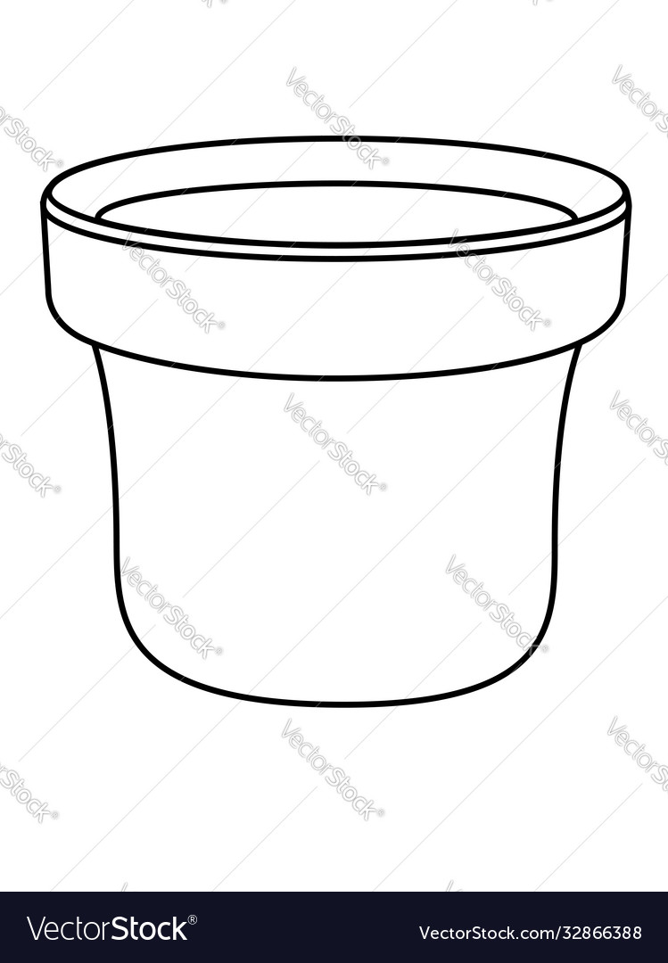 Flower pot - linear Royalty Free Vector Image - VectorStock