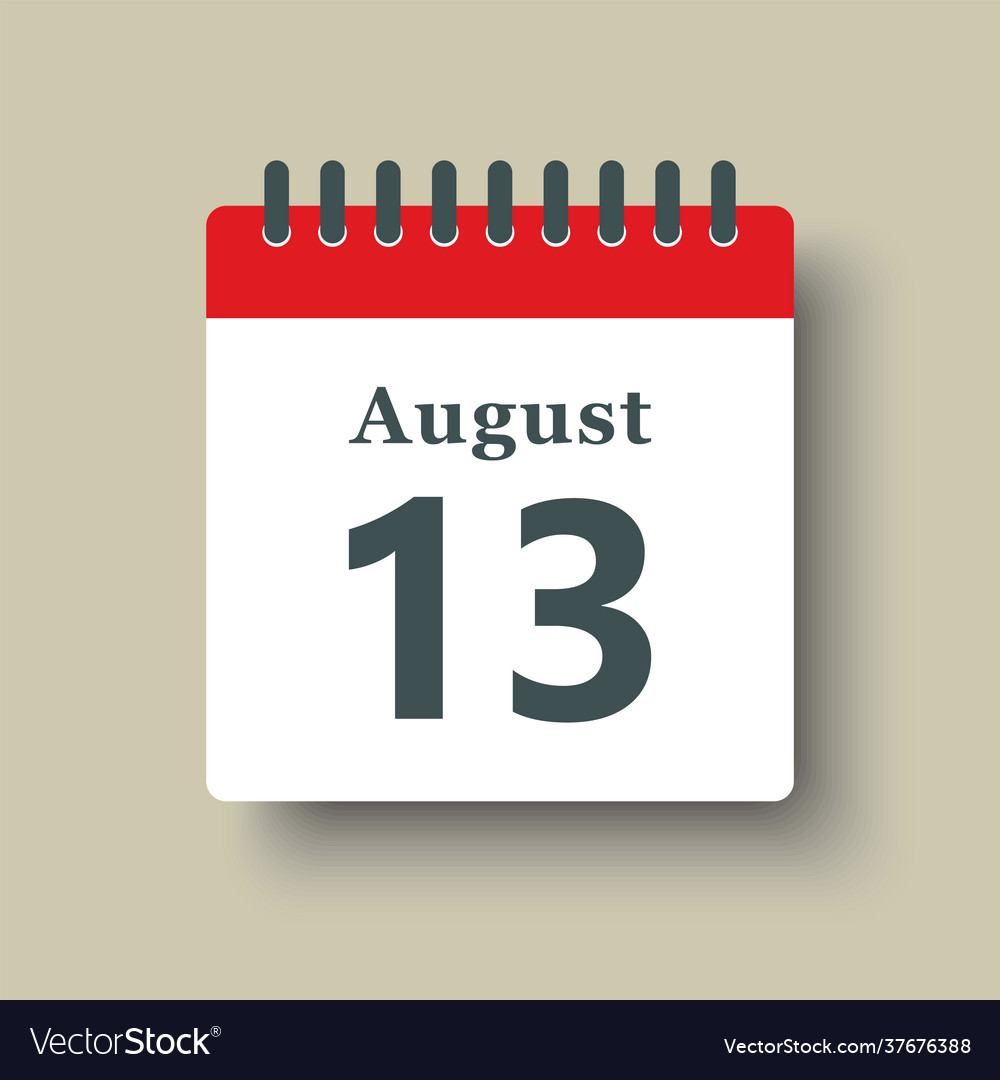 Icon day date 13 august template calendar page