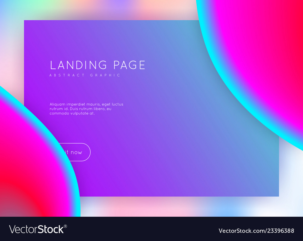 Landing page with liquid dynamic elements Vector Image Landing page with liquid dynamic elements