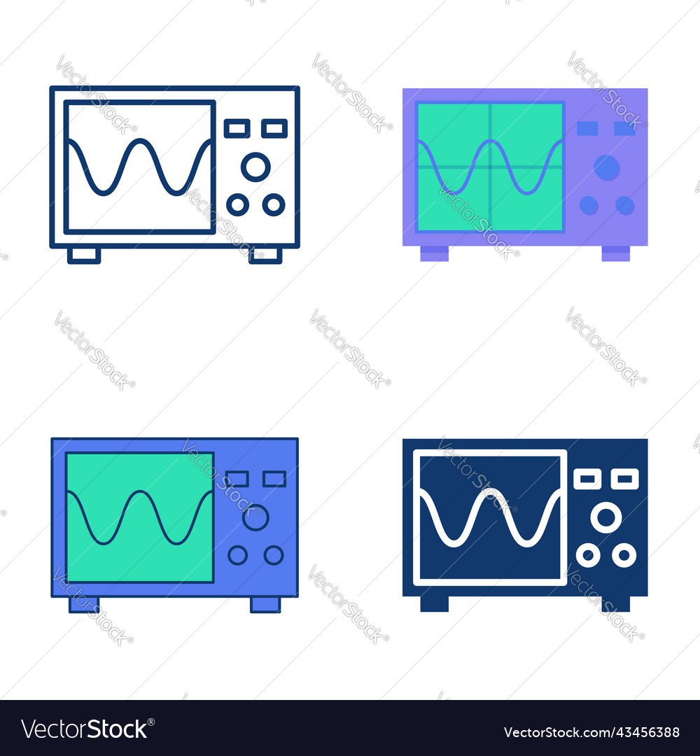 Oscilloscope Icon Set - Flat & Line Style