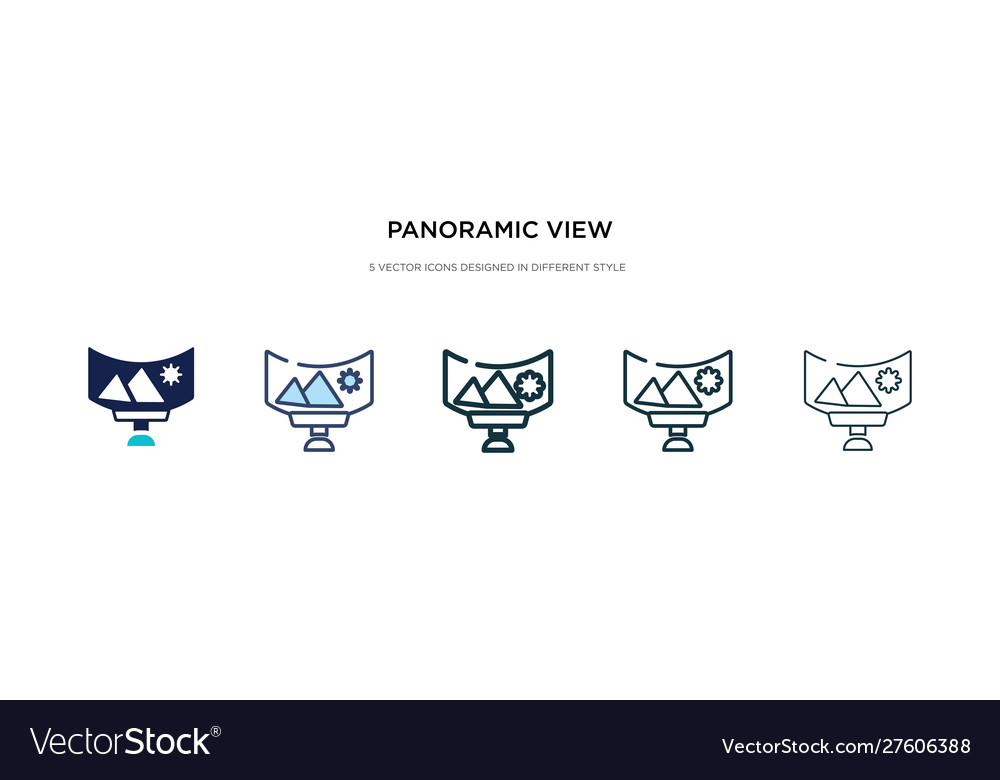 Panoramic view icon in different style two vector image Panoramic view icon in different style two