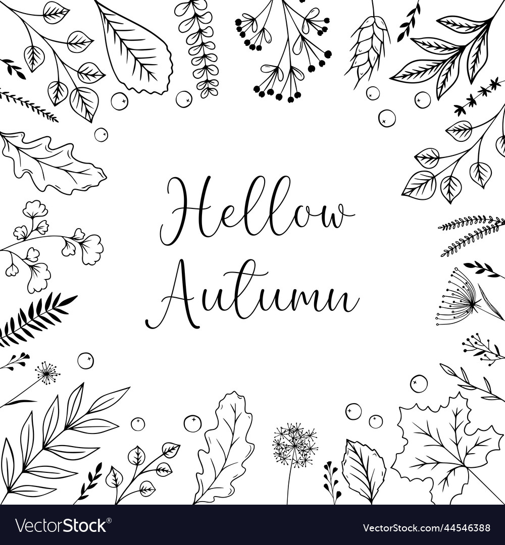 Postcard falling leaves twigs berries concept vector image Postcard falling leaves twigs berries concept