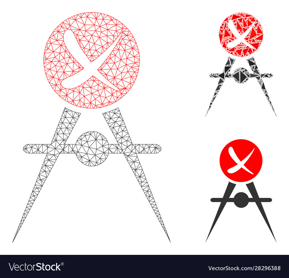 Quality control failed mesh network model vector image Quality control failed mesh network model