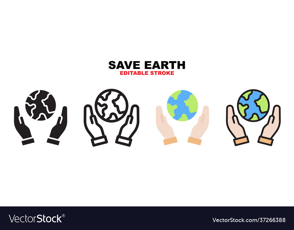 Save earth icon set with different styles Vector Image Save earth icon set with different styles