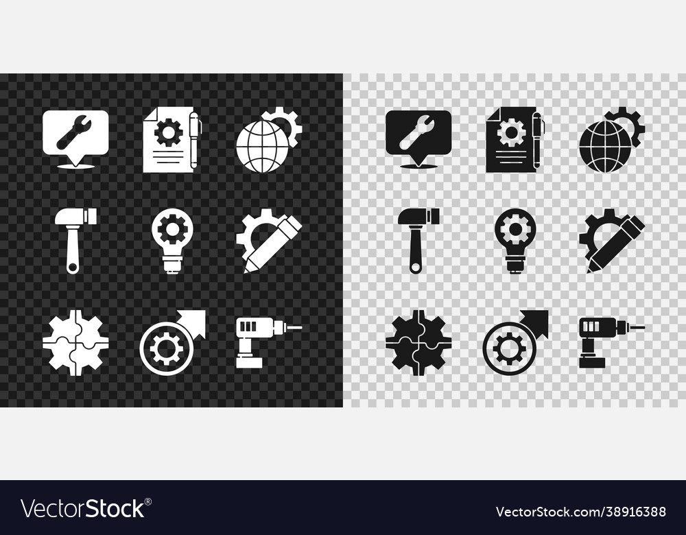 Set location with wrench spanner document vector image Set location with wrench spanner document
