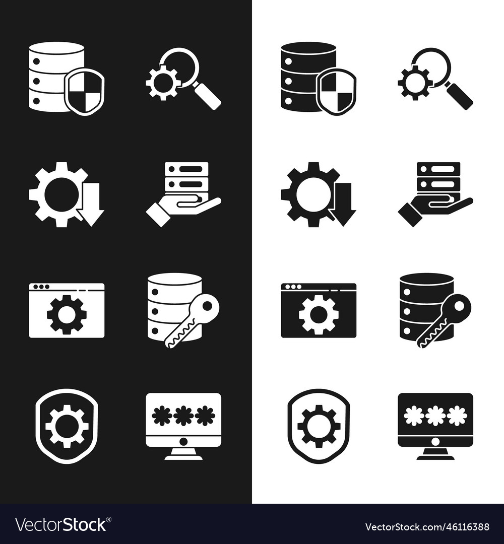 Set server data web hosting cost reduction vector image Set server data web hosting cost reduction