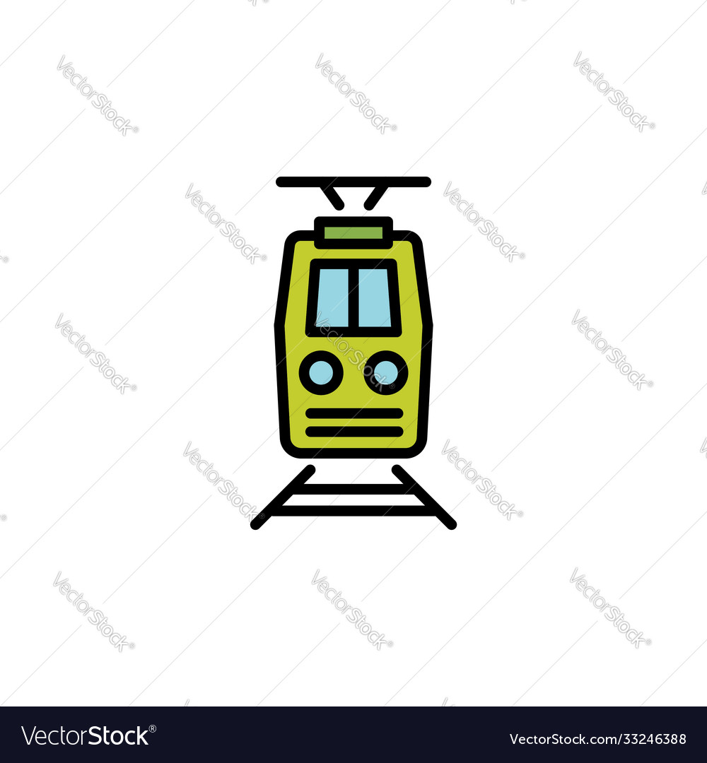 Train color icon thin line linear outline front Vector Image Train color icon thin line linear outline front
