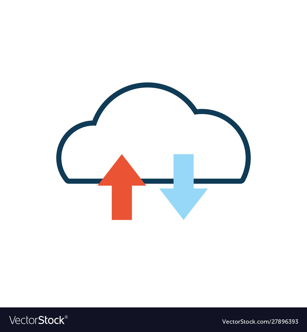 Cloud computing server with arrows up and down