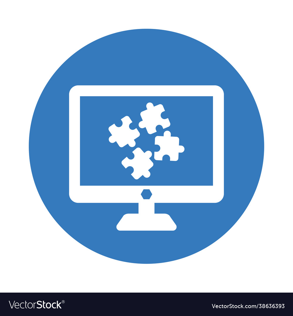 Controller solution puzzle icon blue color design