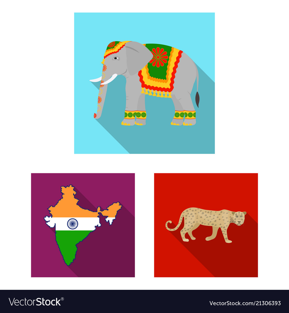 Country india flat icons in set collection Vector Image