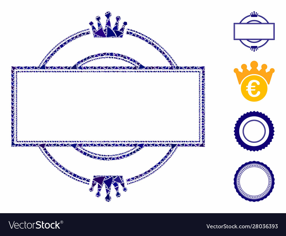 Crown round and rectangle frame composition icon vector image Crown round and rectangle frame composition icon
