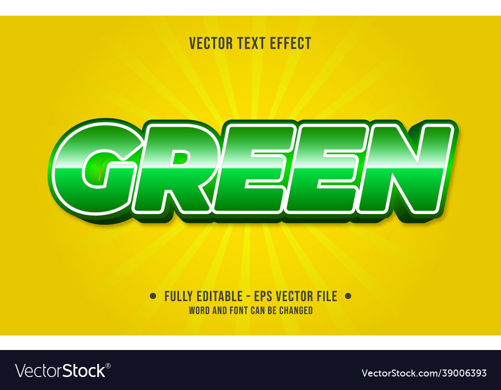 Editable text effect gradient green color vector image Editable text effect gradient green color