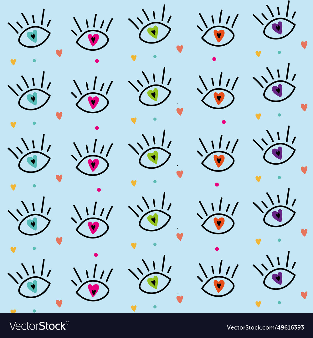 Hand gezeichnete Augen-Doodles nahtloses Muster