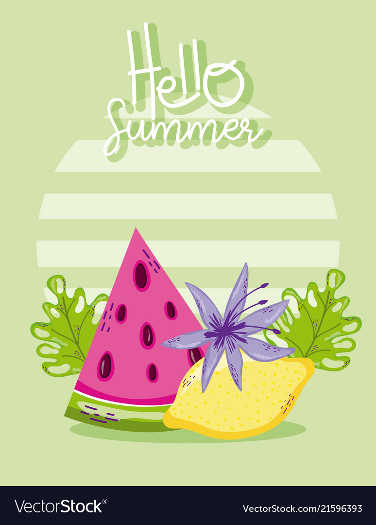 Hello summer card with cute cartoons Royalty Free Vector