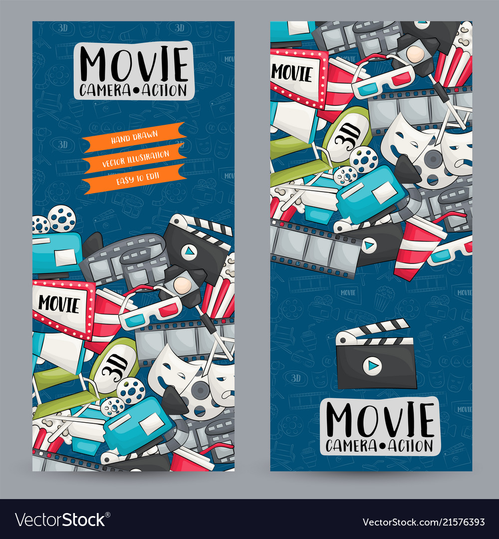 Movie cinema theme vertical banner template set Vector Image