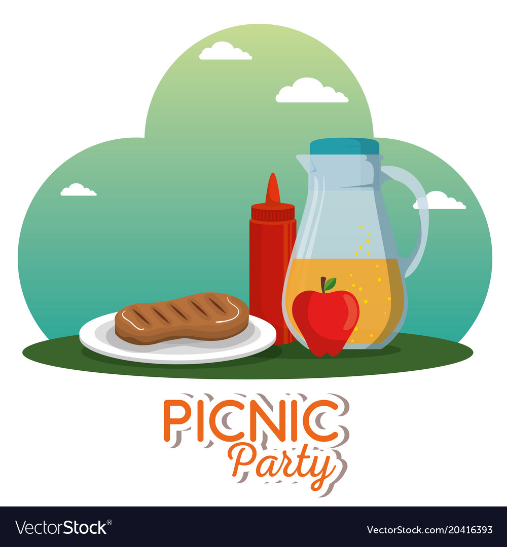 Picnic party celebration scene Royalty Free Vector Image