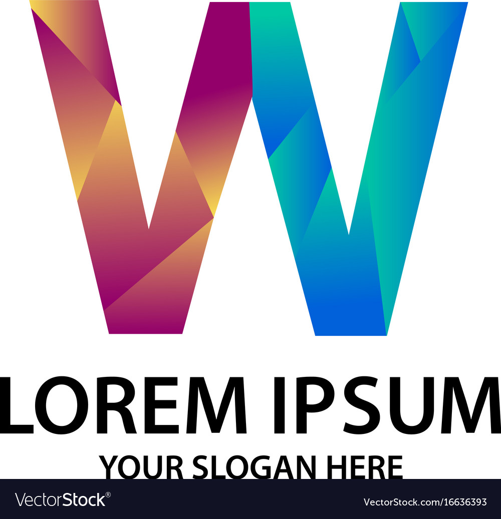 Polygonal initial w with logo