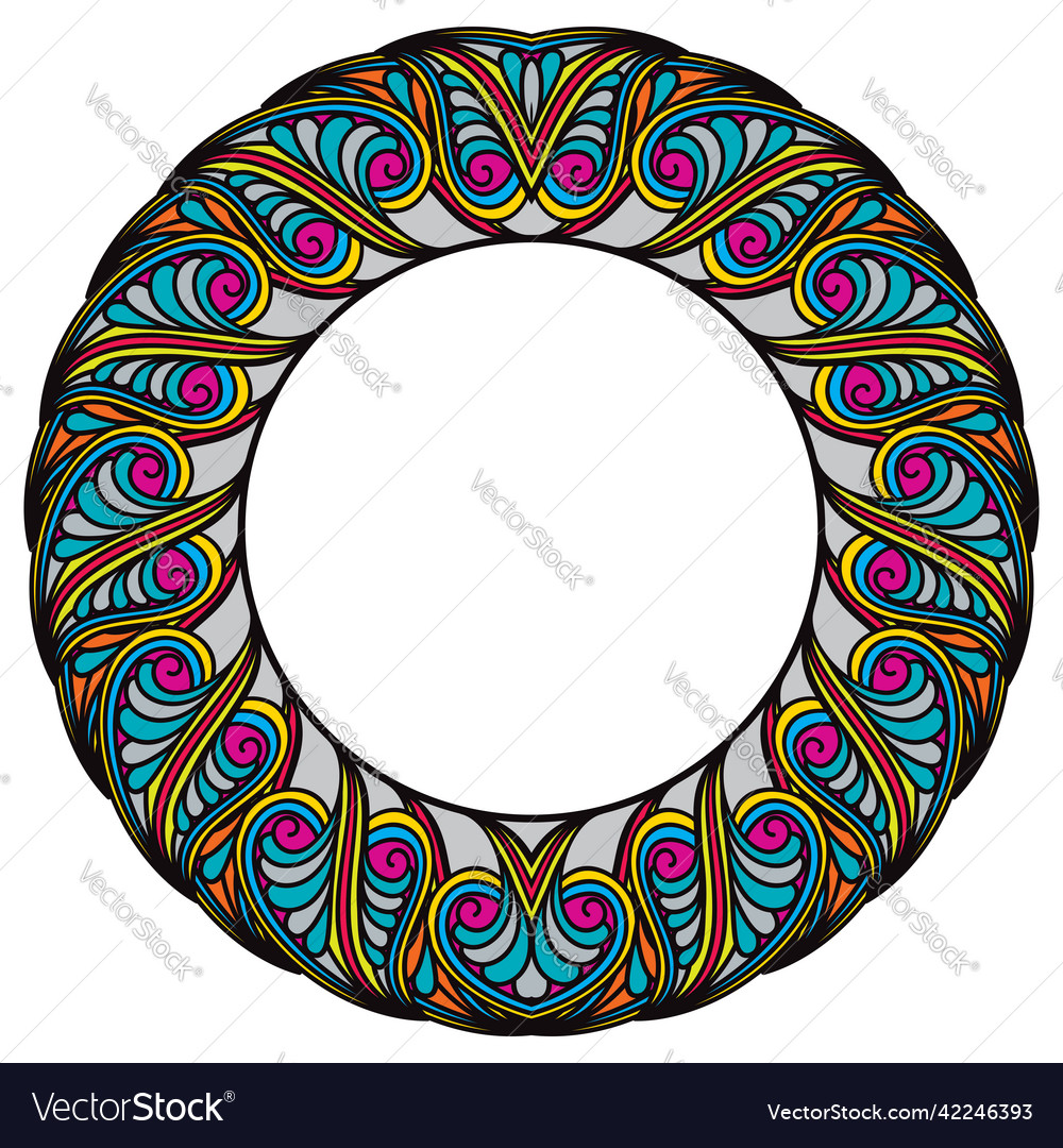 Round decorative doodling frame for design