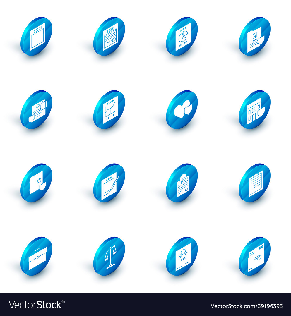 Set filled form document with graph chart shield Vector Image Set filled form document with graph chart shield
