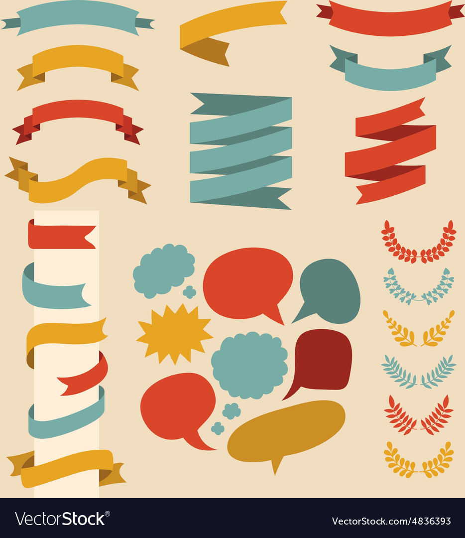 Set of ribbons and design elements