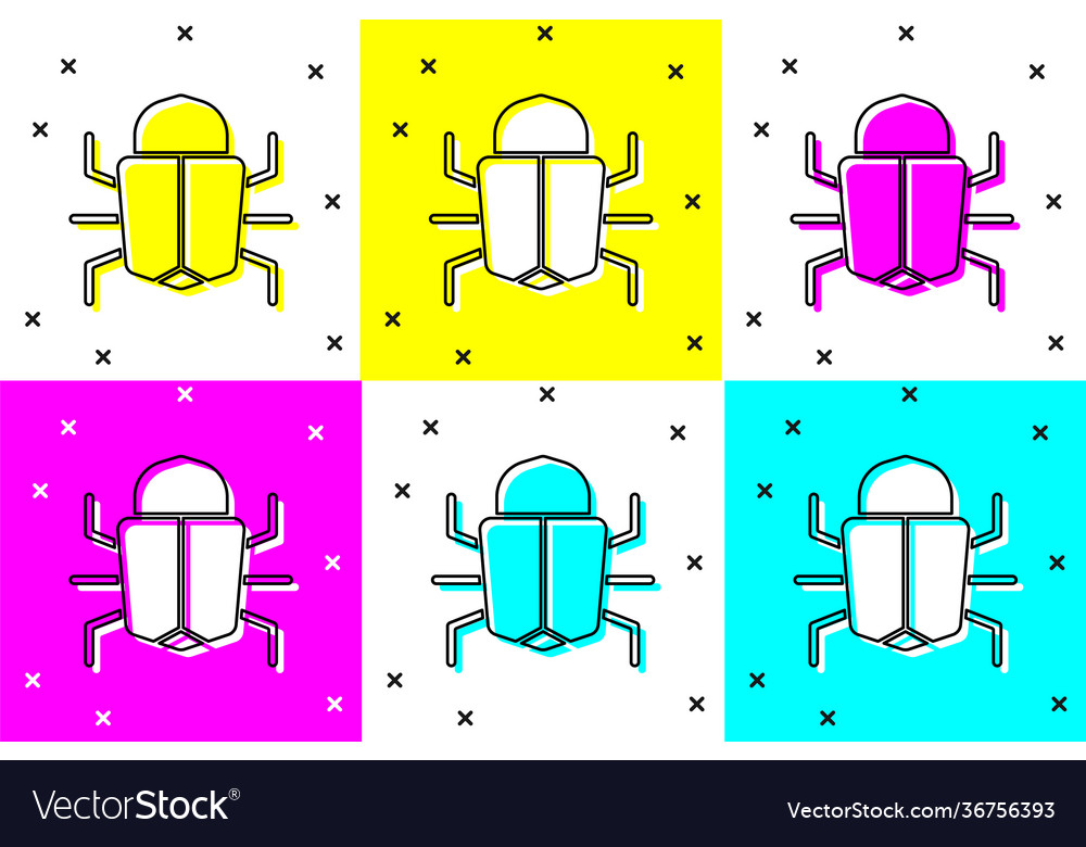 Set system bug concept icon isolated on color