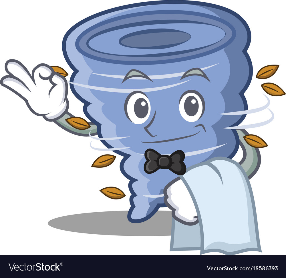 Waiter tornado character cartoon style