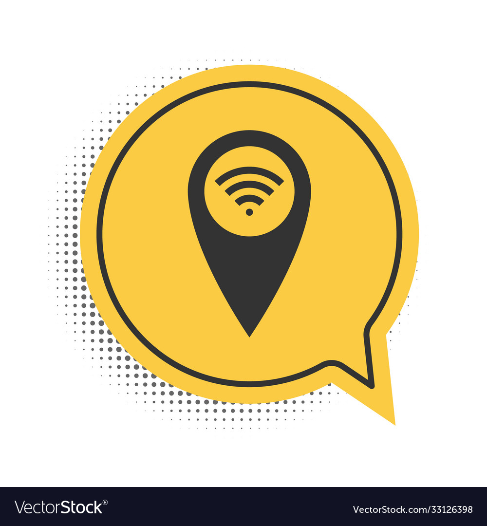 Black pointer map with wifi internet signal vector image Black pointer map with wifi internet signal