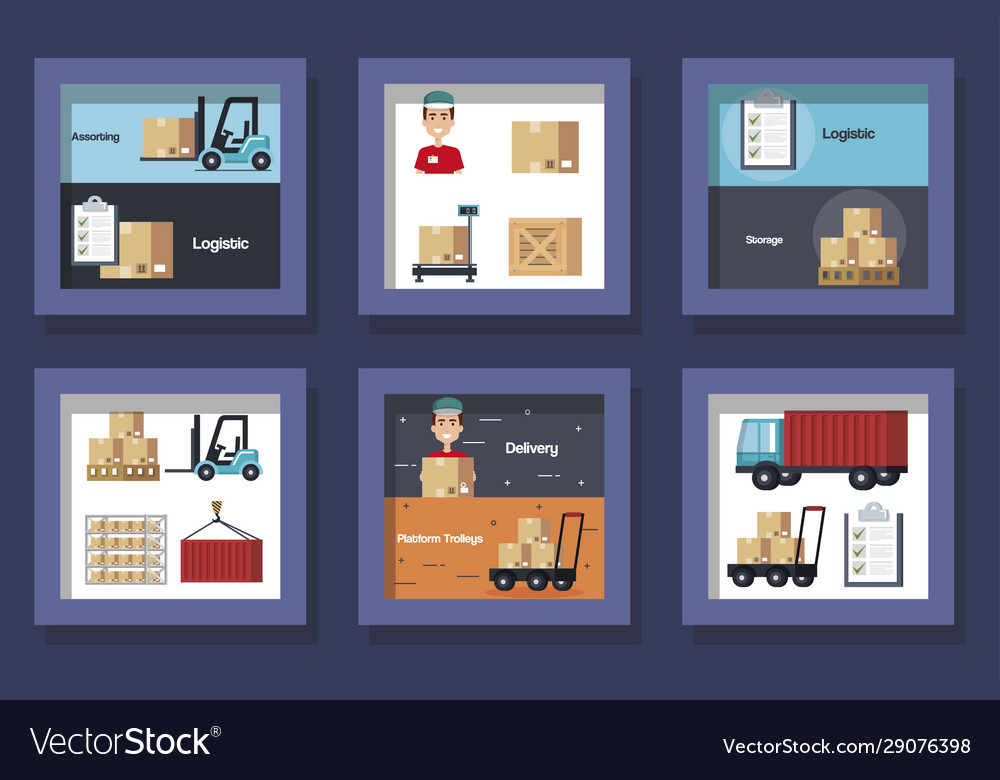 Bundle designs logistic service and icons