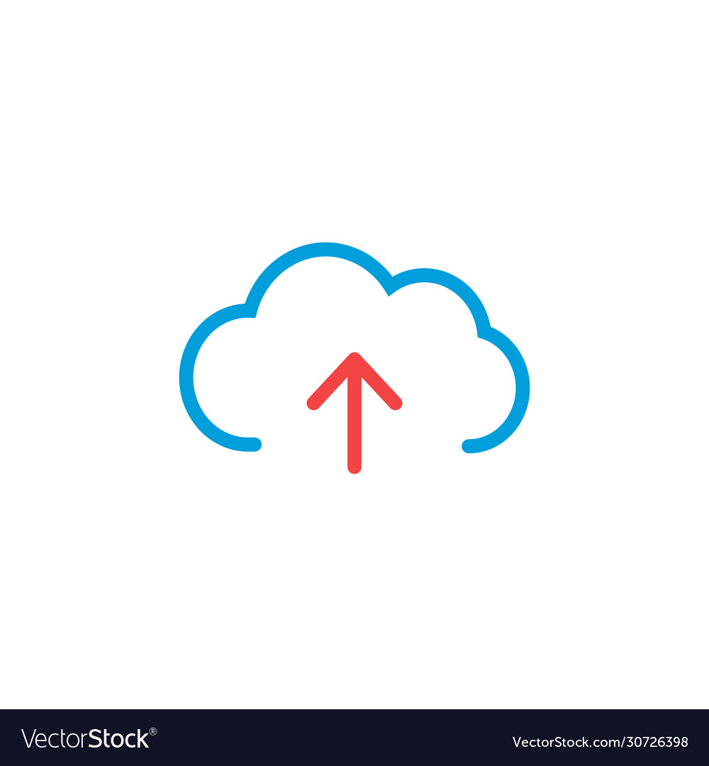 Cloud upload linear icon data storage