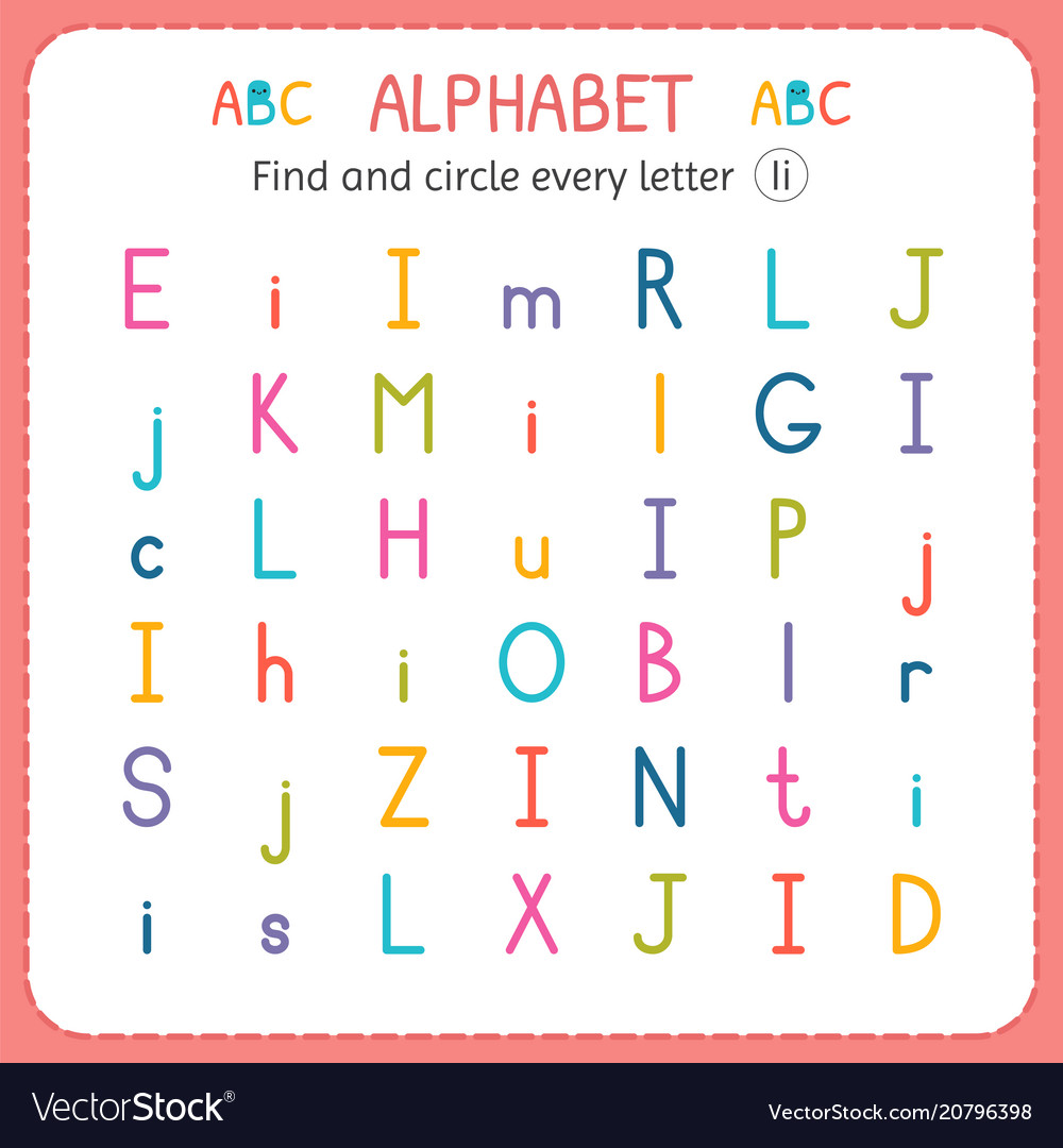 Find and circle every letter i worksheet Vector Image