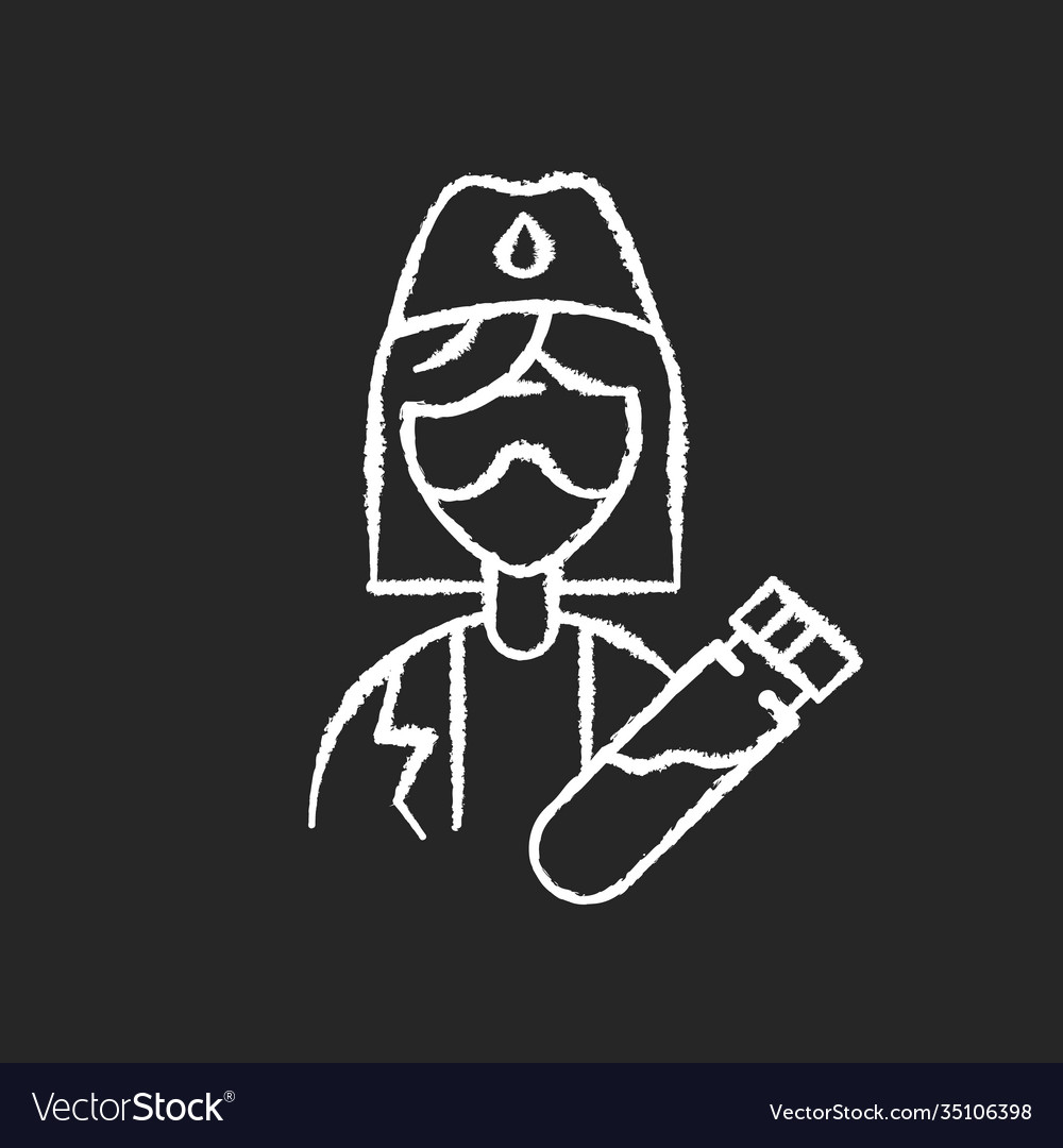 Lab worker chalk white icon on black background