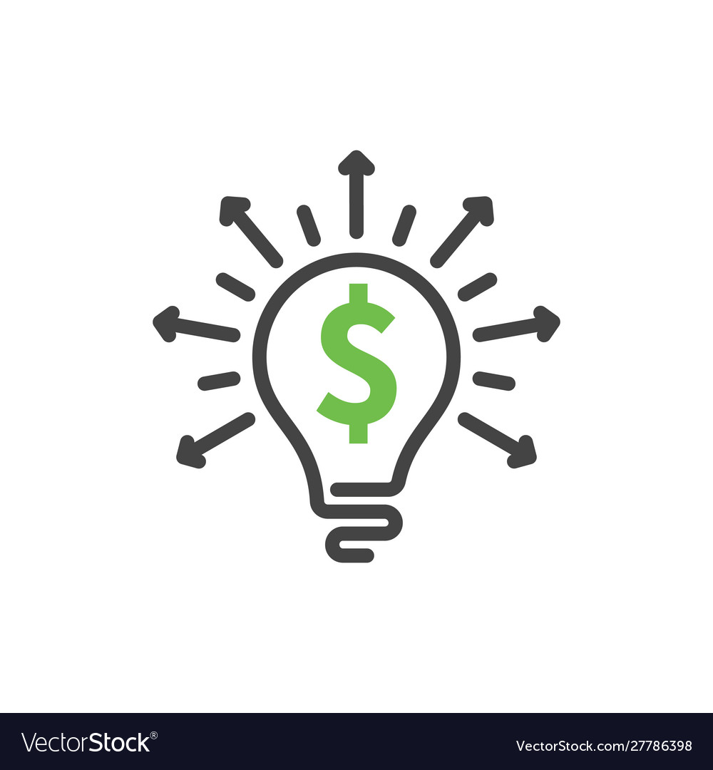Light bulb line icon with dollar inside isolated Vector Image Light bulb line icon with dollar inside isolated