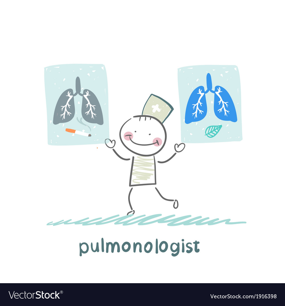 Pulmonologist with placards on which painted light