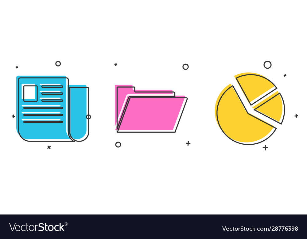 Set file document folder and pie chart vector image Set file document folder and pie chart