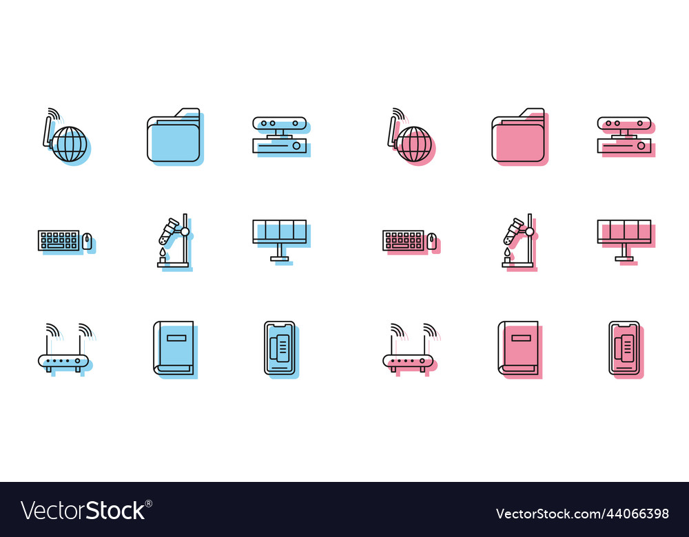 Set line router and wi-fi signal user manual Vector Image Set line router and wi-fi signal user manual