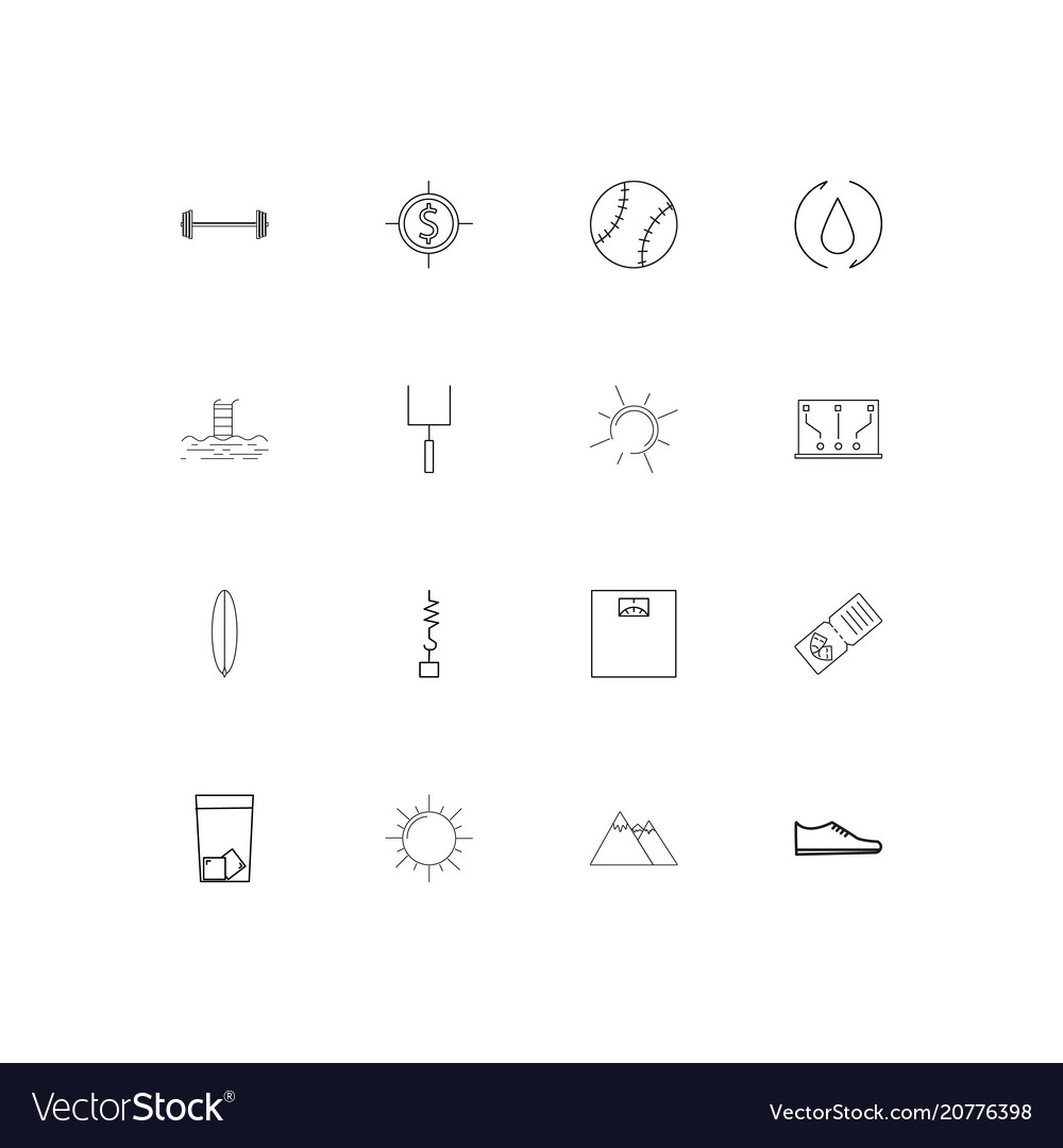 Sport fitness and recreation linear thin icons