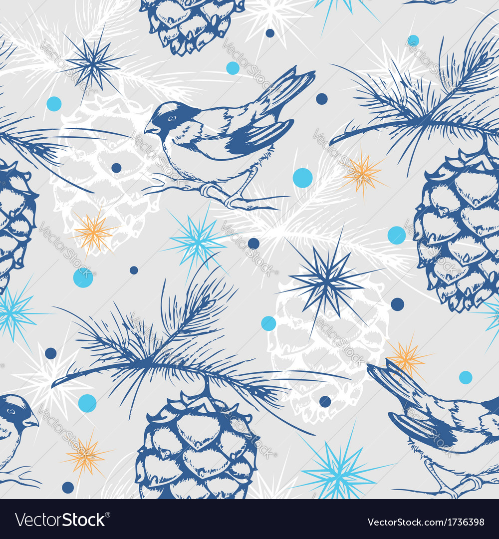 Winter Pine Branch Seamless Pattern