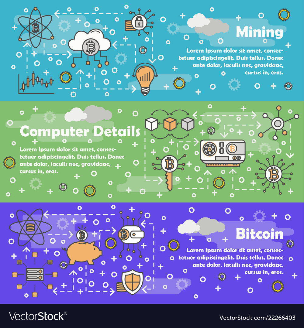 Bitcoin Web Banner Set - Line Art