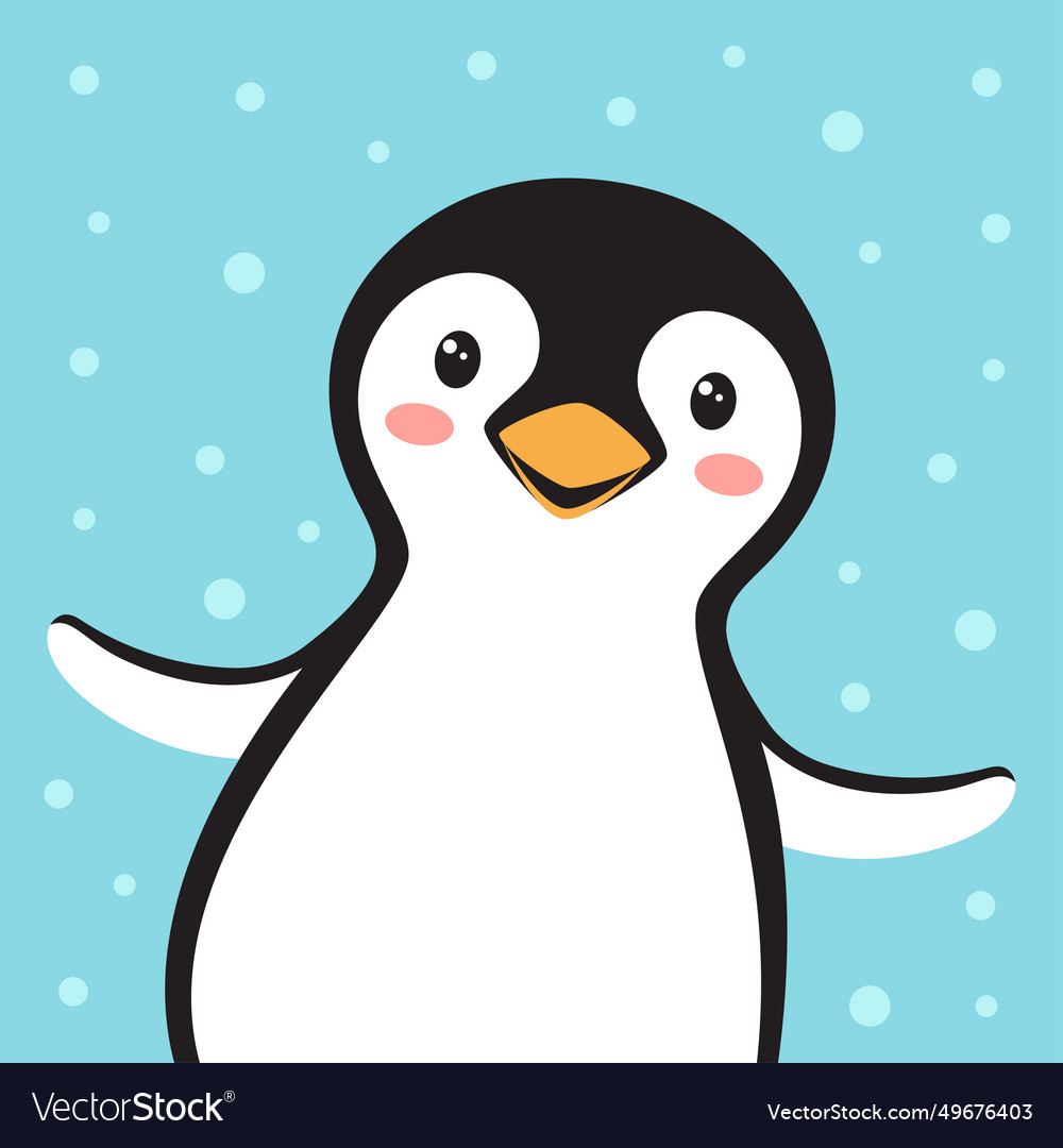 Card for kids with cute penguin Royalty Free Vector Image