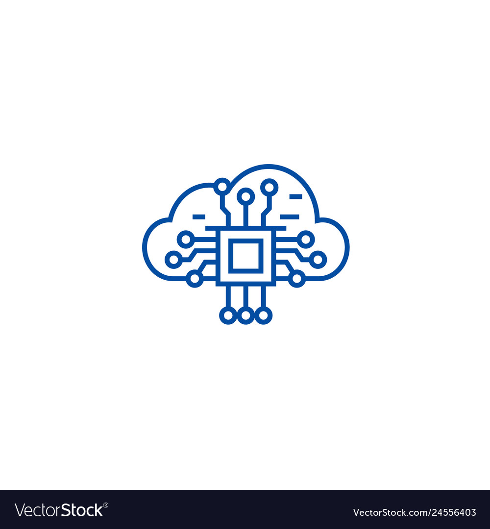 Cloud computing line icon concept