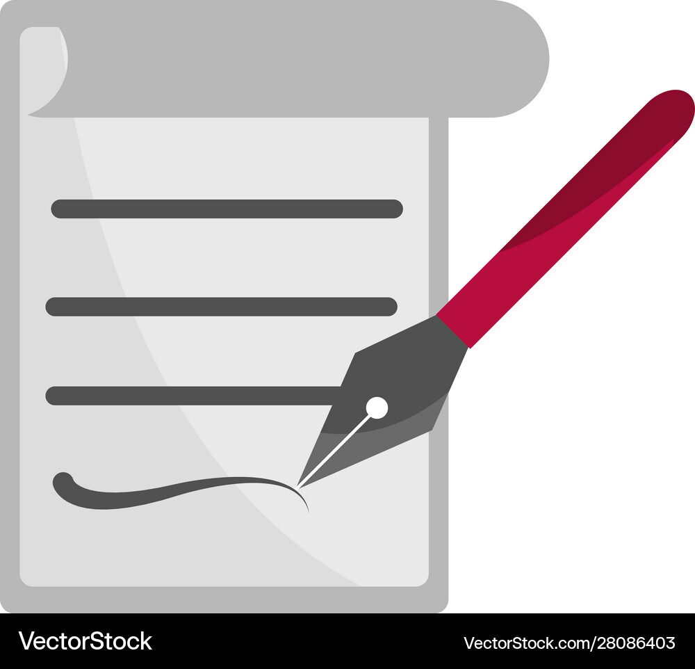 Document signature fountain pen property Vector Image