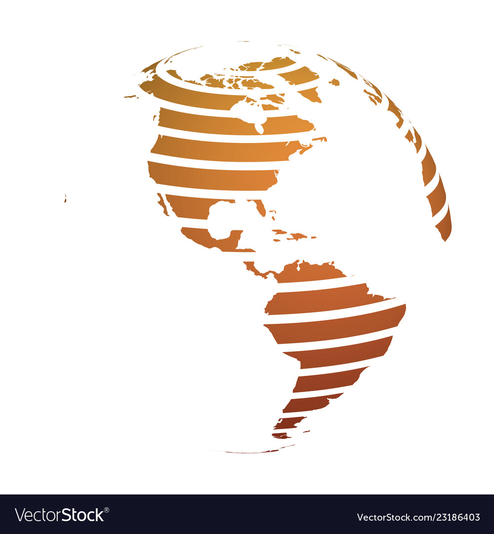 Earth globe with orange striped world land map vector image Earth globe with orange striped world land map