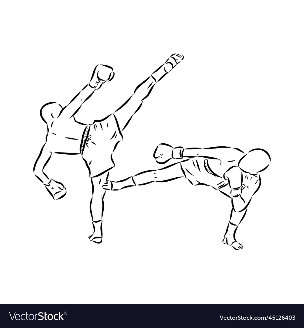 Hand sketch of muay thai or thai boxing beautiful Vector Image