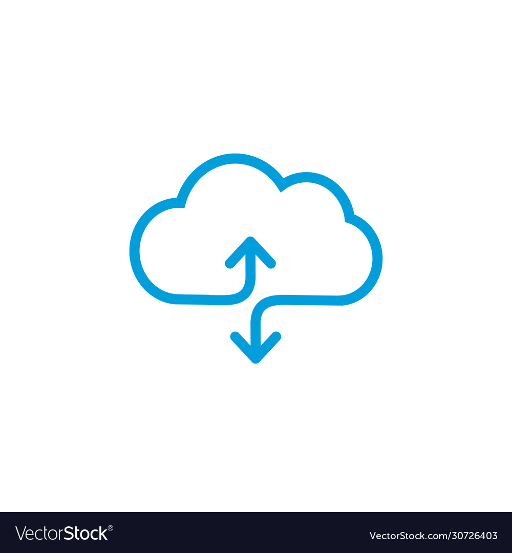 Linear cloud data sync graphic design icon