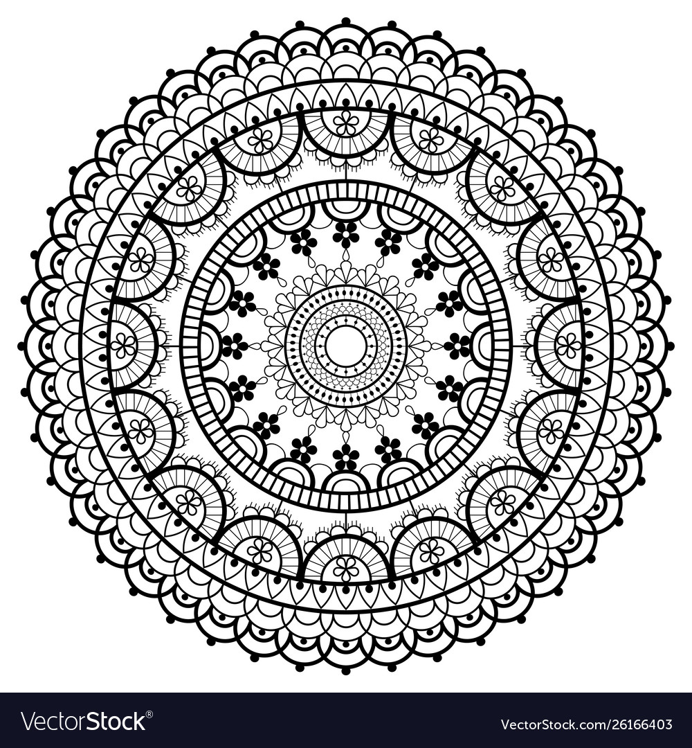 Mandala retro lace pattern round design Royalty Free Vector