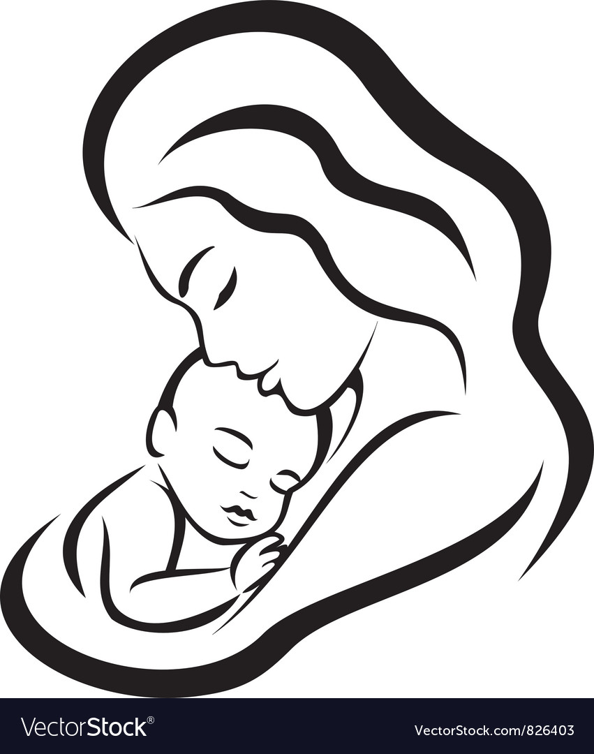 Download Mother and baby symbol Royalty Free Vector Image