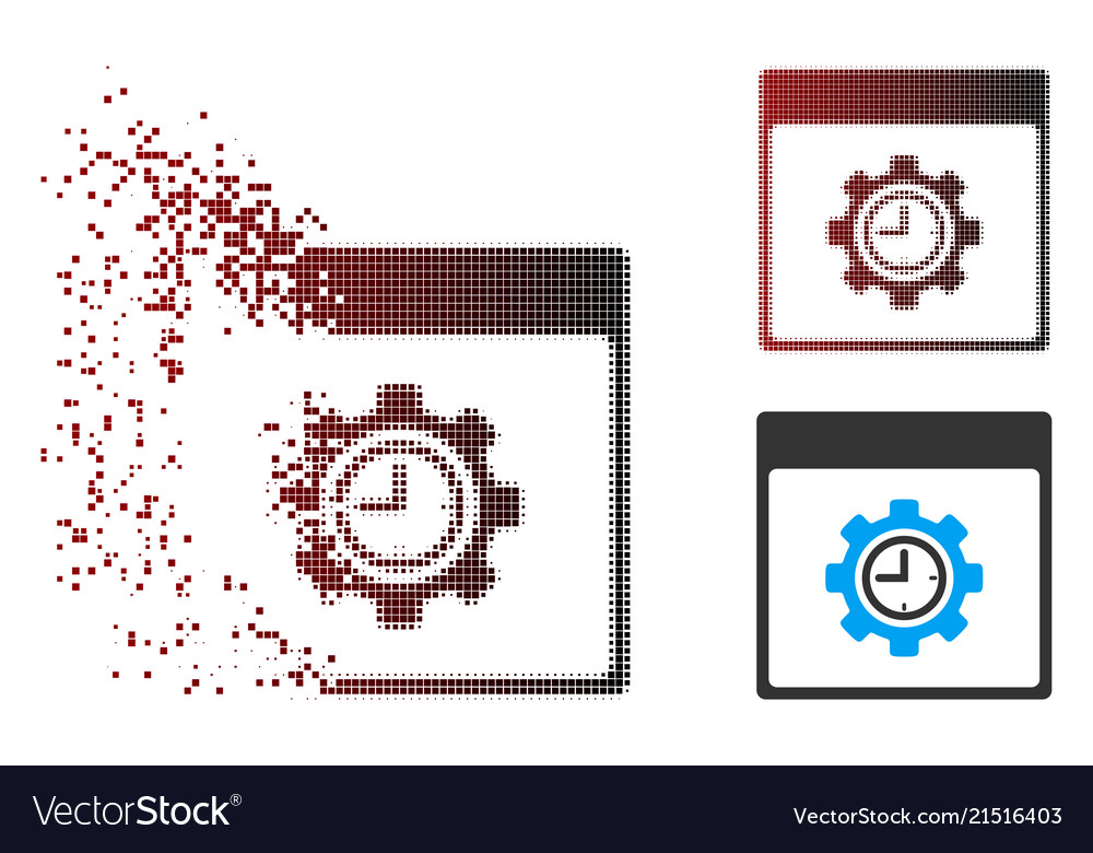 Moving pixel halftone clock configuration gear Vector Image Moving pixel halftone clock configuration gear