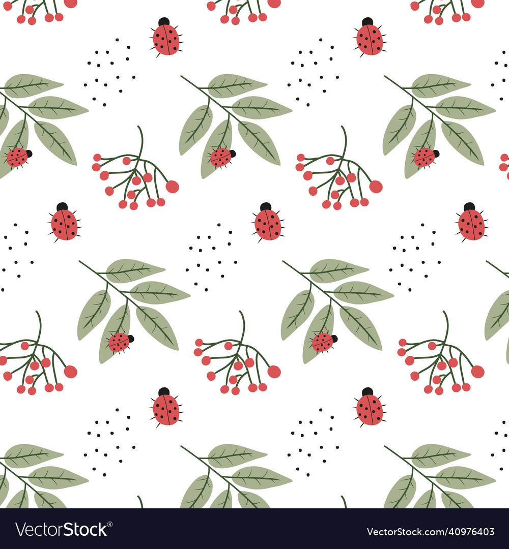 Seamless pattern with ladybug